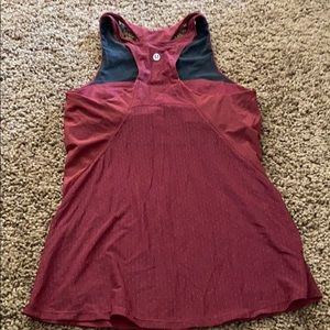 Size 6 maroon Lululemon tank with built in bra